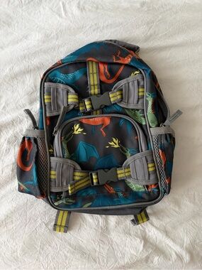 Pottery Barn Kids Mackenzie Dinosaur Backpack Gray Dino Print Small